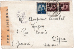 Italie, Enveloppe Avec Courrier De Locri Du 25/01/46 Pour Dijon, Marques De Censure - Militaire Post (PM)