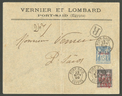 Lettre Cad "Port Said/Egypte". Nos 9 + 19 Sur Enveloppe Recommandée Locale, 1899. - TB - Autres & Non Classés