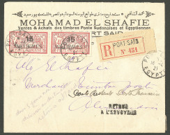 Lettre Cad "Port Said/Egypte". No 44 Paire Sur Enveloppe Recommandée Pour Alexandrie, 1921. - TB. - Other & Unclassified
