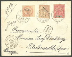 Lettre Cad "Réunion/St Denis". No 4 + 18 + 42 Sur Enveloppe Recommandée Pour L'Allemagne, 1889. - TB. - Autres & Non Classés