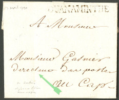 Lettre Ouanaminthe (Jamet N°1). Lettre En Franchise Avec Texte Daté Du 23 Avril 1790, Rédigée Par Le Directeur De La Pos - Haití