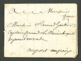 Lettre Lettre Avec Texte Daté De Port Au Prince Le 2 Juillet 1751. Adressée En Port Payé Au Port De Paix. Au Recto, Ment - Haïti