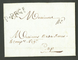 Lettre P.Prce (Port Au Prince, Jamet N°3). Lettre Avec Texte Daté Du 5 Janvier 1778 Pour Le Cap. TB - Haití