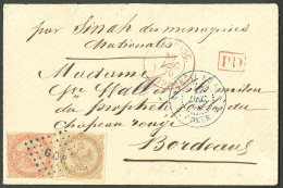 Lettre Losange Bleu "GOR" Sur CG N°3 + 5, à Côté Cad "Sénégal Et Dep/Gorée" 1870, Sur Enveloppe Pour - TB. - R - Andere & Zonder Classificatie