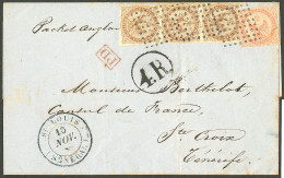 Lettre Losange Noir Et Cad "St Louis/(Sénégal). CG Nos 3 Bande De Trois + 5 Sur Lettre Pour Ste Croix De Tenerife. A L'a - Autres & Non Classés