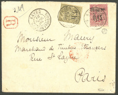 Lettre Cad "Kayes/Soudan Français", Nos 1 + 2. Enveloppe Recommandée Pour Paris, 1894.  - TB. - RR - Sonstige & Ohne Zuordnung