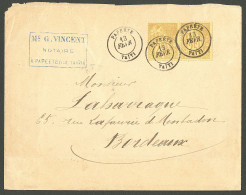 Lettre Cad "Papeete/Taiti". CG No 53 Paire Sur Enveloppe Pour Au Verso, Mention Manus. De Départ "1892". - TB. - Other & Unclassified