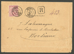 Lettre Cad "Papeete/Taiti". CG No 58 Sur Enveloppe Recommandée Pour Bordeaux, 1891. - TB - Otros & Sin Clasificación