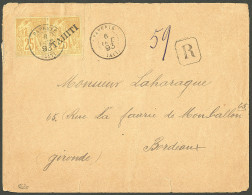 Lettre Cad "Papeete/Tahiti", No 14aa Surcharge Oblique De Haut En Bas Tenant à Non Surchargé. Enveloppe Recommandée Pour - Altri & Non Classificati