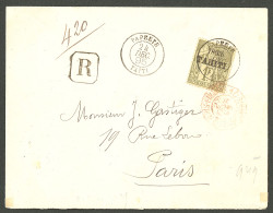 Lettre Cad "Papeete/Taiti". No 30 Sur Enveloppe Recommandée Pour Paris, 1895. - TB - Autres & Non Classés