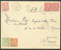 Lettre Cad "Uturoa-Raiatea/Taiti". Océanie N°10 + 11 Paire  + 14 + 15 Sur Enveloppe Recomm. Pour Epernay, 1899. - TB. -  - Sonstige & Ohne Zuordnung