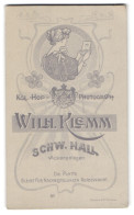 Fotografie Wilhelm Klemm, Schwäbisch-Hall, Ackeranlagen, Jugendstil-Dame Hält Portrait-Foto, Rückseitig Herren-Port  - Anonymous Persons