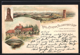 Lithographie Feldberg /Bad. Schwarzwald, Hotel & Pension Feldberger-Hof, Panorama  - Feldberg