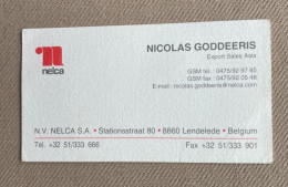 Visitekaartje - Carte Visite / GODDEERIS Nicolas - NELCA Belgium / LENDELEDE - Visiting Cards