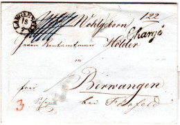 Bayern 1847, Fingerhut Stpl. LANGENFELD U. L1 Chargé Auf Brief V. Obersteinbach. - [Voorlopers