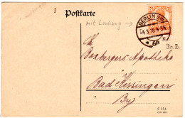 DR 1918, 7 1/2 Pf. Germania M. Perfin Dr.B. Auf Karte V. Berlin Neukölln. - Lettres & Documents