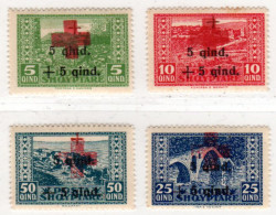 Albanien 100-103, Ungebr. Rotes Kreuz Aufdrucksatz Kpl. M. Originalgummi - Albanië