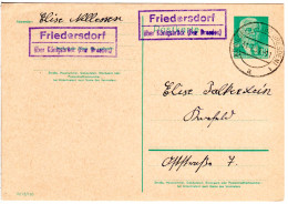 DDR 1959, Landpost Stpl. FRIEDERSDORF über Königsbrück Auf 10 Pf. Ganzsache - Cartas & Documentos