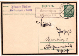 DR 1934, Landpost Stpl. SEIFERTSHAIN über Leipzig C2 Auf 6 Pf. Trauer-Ganzsache. - Covers & Documents