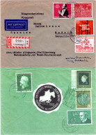 BRD 1959, 8 Marken U. Vignette Auf Luftpost Reko Brief V. Lüneburg N. Spanien - Cartas & Documentos