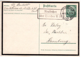 DR 1934, Landpost Stpl. NEUKIRCHEN über Dresden A 28 Auf 6 Pf. Trauer-Ganzsache. - Covers & Documents