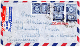 Venezuela 1952, 3x20 C. Auf Luftpost Brief M. KLM CORREO AEREO Luftpostetikett - Venezuela