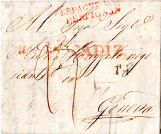 Spanien 1833, Brief V. Cadiz Via Frankreich Ins Königreich Sardinien, Italien.  - Lettres & Documents