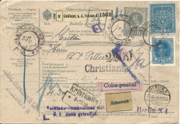 Österreich 1918, 2 Kr.+25 H. Auf 10 H. Paketkarte V. Gablonz N. Norwegen. - Covers & Documents