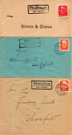 DR 1933, 3 Landpoststempel Roßbach, Nüst, Wetzlos...über Hünfeld Auf 3 Belegen - Lettres & Documents