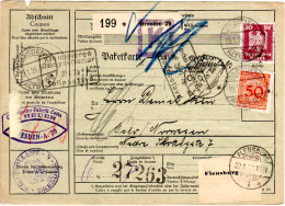 DR 1926, 4x100+40+50 Pf. Vs.+rs. Auf Paketkarte V. DRESDEN 29 N. Norwegen - Briefe U. Dokumente