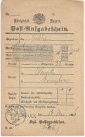 Bayern 1886, L1 U. K1 HERSBRUCK Zusammen  Auf Postschein. #2069 - Cartas & Documentos