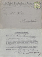 Bayern 1885, EF 3 Pf. Auf Geldempfangsanzeige Karte V. Augsburg I Stadt. #2612 - Lettres & Documents