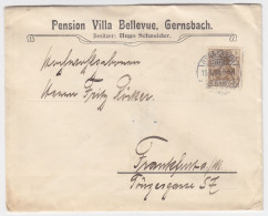 DR 1909, Reklame Werbung Brief Gernsbach Pension Bellevue M 3 Pf Germania. #1700 - Lettres & Documents