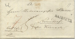 Bayern 1844, L1 Bayreuth Auf Wert Brief M Extra Botenlohn N. Neundorf. #1495 - Covers & Documents