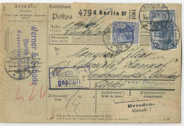 DR 1916, 20 Pf.+2 Mk. Auf Paketkarte V. Berlin I.d. Türkei.  #2744 - Lettres & Documents