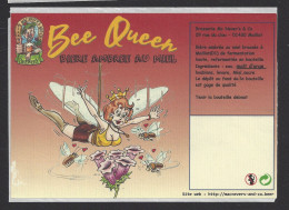 Etiquette De Bière Ambrée Au Miel  -  Bee Queen  -  Brasserie Mac Never's à Maillat (01) - Bière