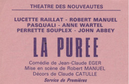 Billet De Théâtre " La Purée " Avec Lucette Raillat Et Robert Manuel - Tickets - Entradas