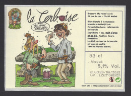 Etiquette De Bière Blanche à Framboise  -  La Cerboise  -  Brasserie Mac Never's à Maillat (01) - Beer