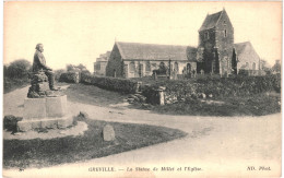 CPA Carte Postale France Gréville Statue De J. F. Millet Et L'église  1910 VM80335 - Cherbourg