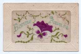 Fantaisie Brodée 084, Bonne Année, Fleurs Pensée - Embroidered