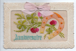 Fantaisie Brodée 080, Anniversaire, Fleurs Et Fer à Cheval - Embroidered