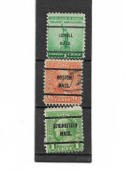 Etats-unis D'Amérique  Préoblitérés ,   3 Timbres Neufs ( Boston Mass -Lowell Mass- Springfield Mass ) - Vorausentwertungen