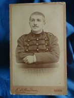 Photo Cdv Chaudron à Rouen - Militaire Soldat Du 3e Train Des équipages, Ca 1895 L432 - Antiche (ante 1900)