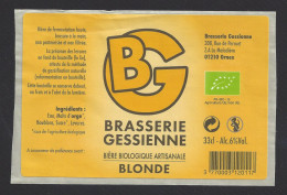 Etiquette De Bière Blonde  33 Cl   -  Brasserie Gessienne à Ornex (01) - Bier