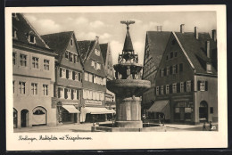 AK Nördlingen, Partie Auf Dem Marktplatz Mit Kriegerbrunnen  - Nördlingen