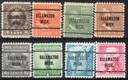 USA Precancel Vorausentwertungen Preo Locals Michigan, Kalamanzoo 257, 8 Diff. Perf. 11x10 1/2 - Preobliterati