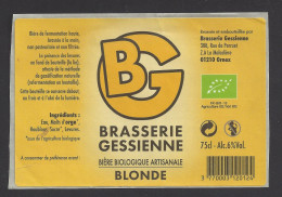 Etiquette De Bière Blonde 75 Cl  -  Brasserie Gessienne à Ornex (01) - Bier
