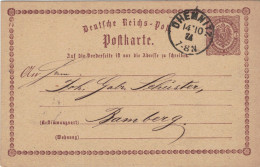 Ganzsache 1/2 Groschen - Chemnitz 1874 > Schuster Bamberg - Briefkaarten