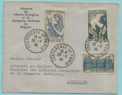 N°760+761+762 Sur Lettre, CONFERENCE DE PARIS 29/07/1946 Vers Bruxelles - Briefe U. Dokumente