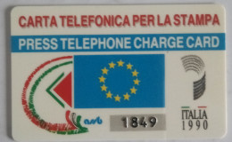 SCHEDA TELEFONICA ITALIANA - USI SPECIALI- PRESS TELEPHONE CHARGE CARD  ITALIA 1990 C&C 4025 - [4] Colecciones